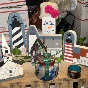 Decorative Wooden Lighthouse Set